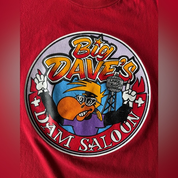 Vintage 90's Big Dave's Dam Saloon Graphic Tee - Size SMALL - Picture 2 of 7